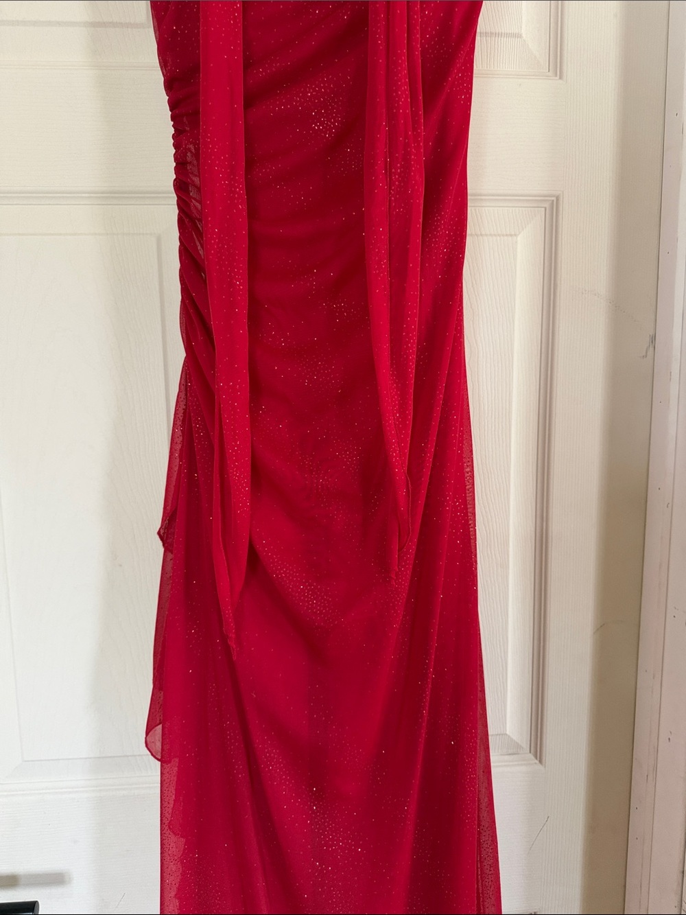 City Triangles VTG Y2K 90’s Shimmer Elegant Red Halter Evening Dress Size Small - Picture 6 of 10